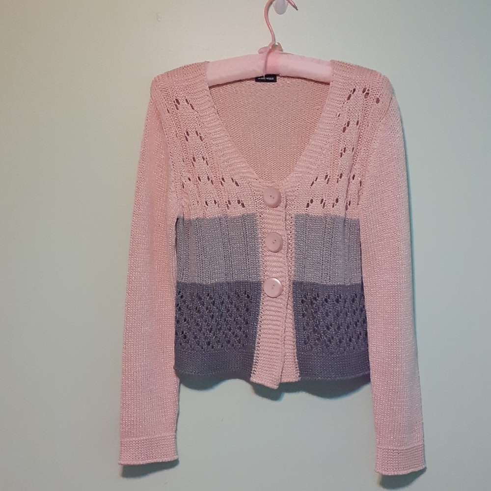 Colorblock Cardigan with oversized chunky buttons Hippie Y2K Preppy Spring/FW